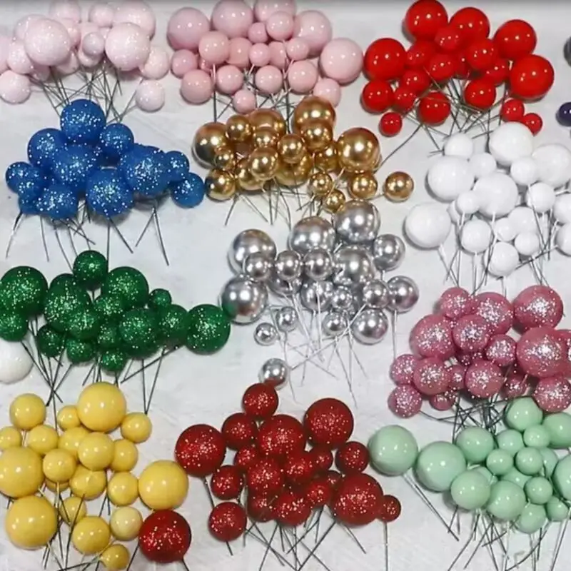 Шарики из пенопласта разных размеров 2 см 5 3 4 20 шт. черные золотые серебристые розовые шарики топпер для торта Искусственные на день рождения