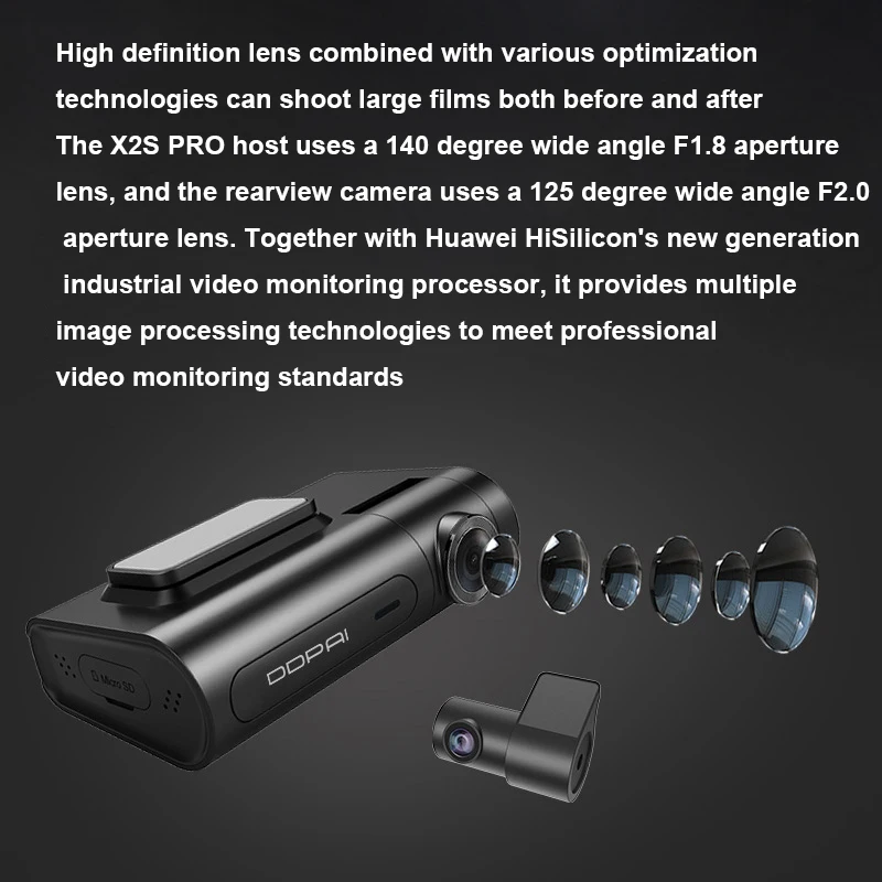 Genuine DDPAI 3 in 1 X2S Pro Front 1440P Rear 1080P 128GB 360 Degrees 24 hours parking 4K Car DVRs Dash Cam