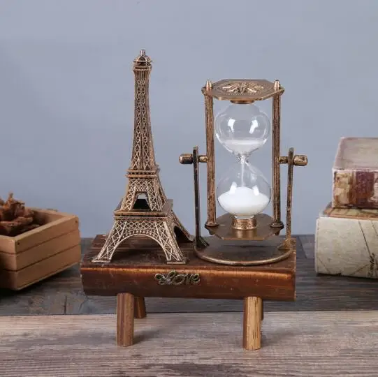 Creative Home Office Decoration Vintage Decoration Paris Tower Hourglass Resin Crafts