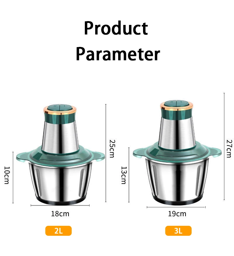 Multi Function 3L Electronic Vegetable Garlic Ginger Grinder Cutter Machine Bowl Masher Electric Food Meat Chopper for Kitchen