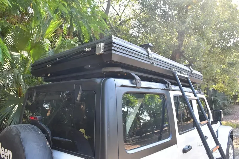 Luxury Aluminum Side Open Roof Top Tent Single Layer 4m Cotton Hard Shell SBS Zipper Pop Design 2-Person Outdoor Camping