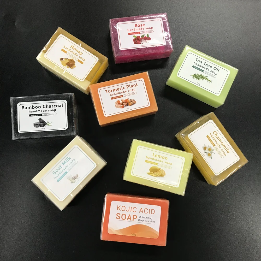 140g Wholesale Private Label For Face Bath Organic Cleaning  Bamboo Charcoal turmeric kojic acid papaya rose whitening Soap