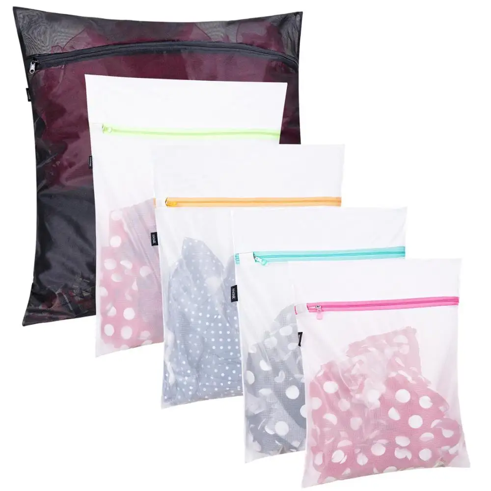 5Pc/Set Custom  Mesh Laundry Bag Thickness  Zipper Mesh Laundry Bags Bra Underwear Washing Care Mesh Bag