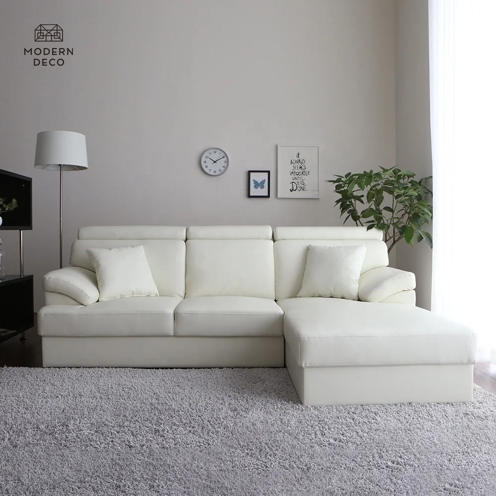 
high quality white faux leather sectional couch corner sofa L shaped 3 piece with chaise modern 