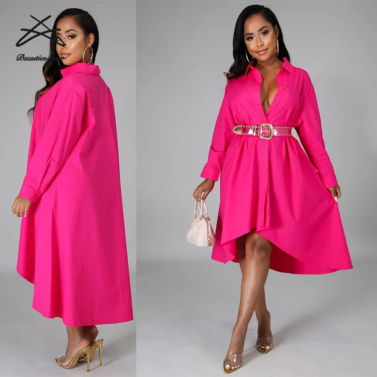 2021 Wholesale women new arrivals sexy solid color women pregnant casual A-line irregular blouse loose dress