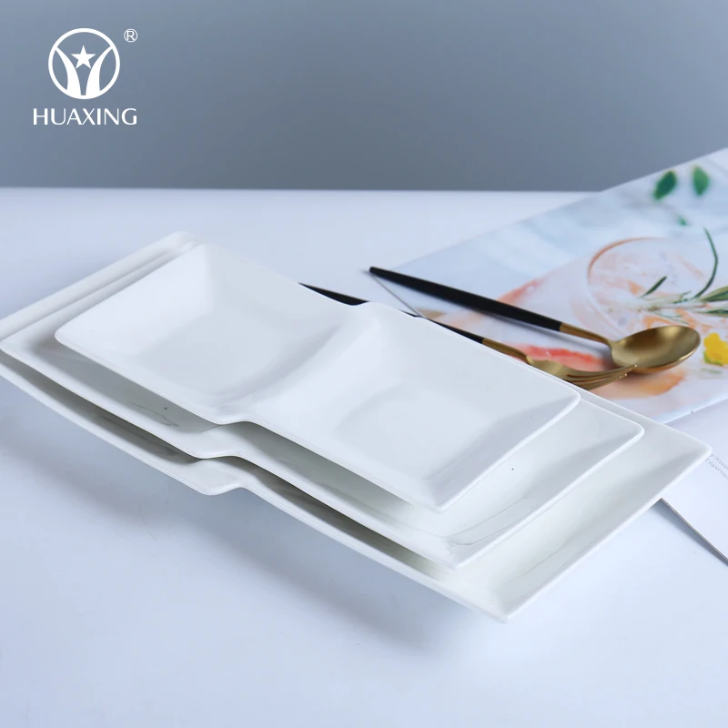 wholesale ceramic plate double dish super white porcelain 2 div dishes dinnerware