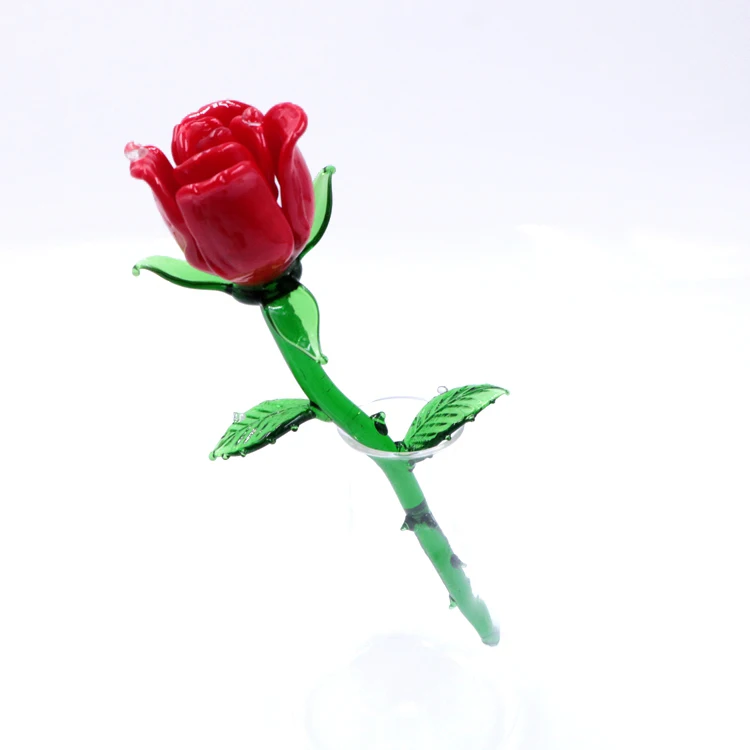 Beautiful Murano Lampwork Long Stem Glass Rose Flower Wholesale For Valentines
