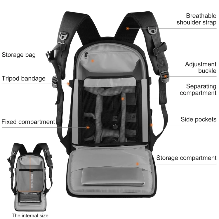 Top Fashion PULUZ Outdoor Portable Waterproof Scratch-proof Dual Shoulders Handheld PTZ Stabilizer Camera Bag Backpack