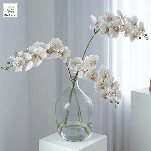 High Quality Wholesale Artificial 9 Head Orchids European White Flower Classical Color For Table Centrepiece