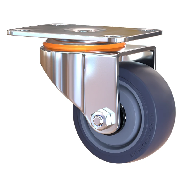 75mm castor pvc black rubber silent swivel heavy duty caster