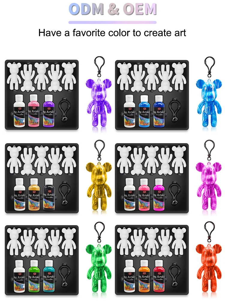 Teddy Giant White Solid Ceramic Art Set Diy Arylic Violent Acrylic Poring 3D Bear Fluid Paint