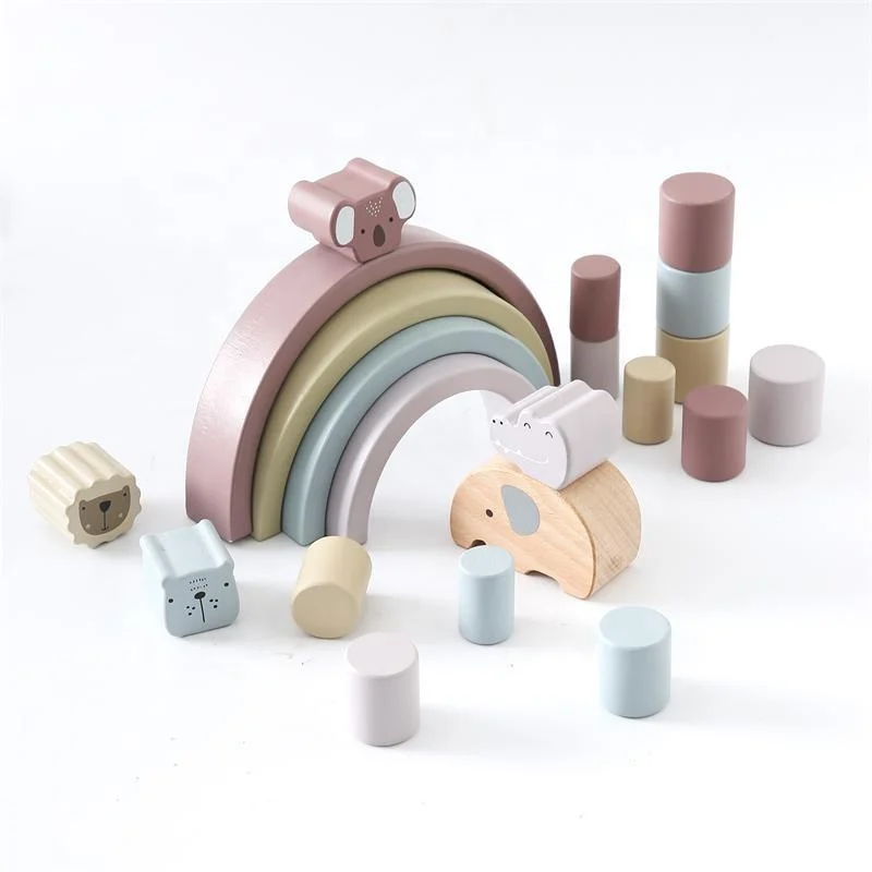 Wooden Animal Balance Toy Preschool Early Learning Educational Toy Wooden Stacking Blocks Imaginative Play for Kids Baby Toddler