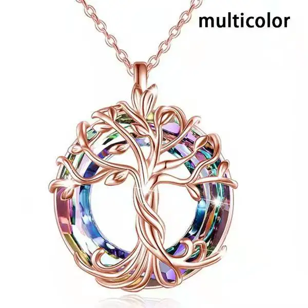 Wholesale colorful Tree of Life pendant personalized simple hollow out tree of Life Necklace