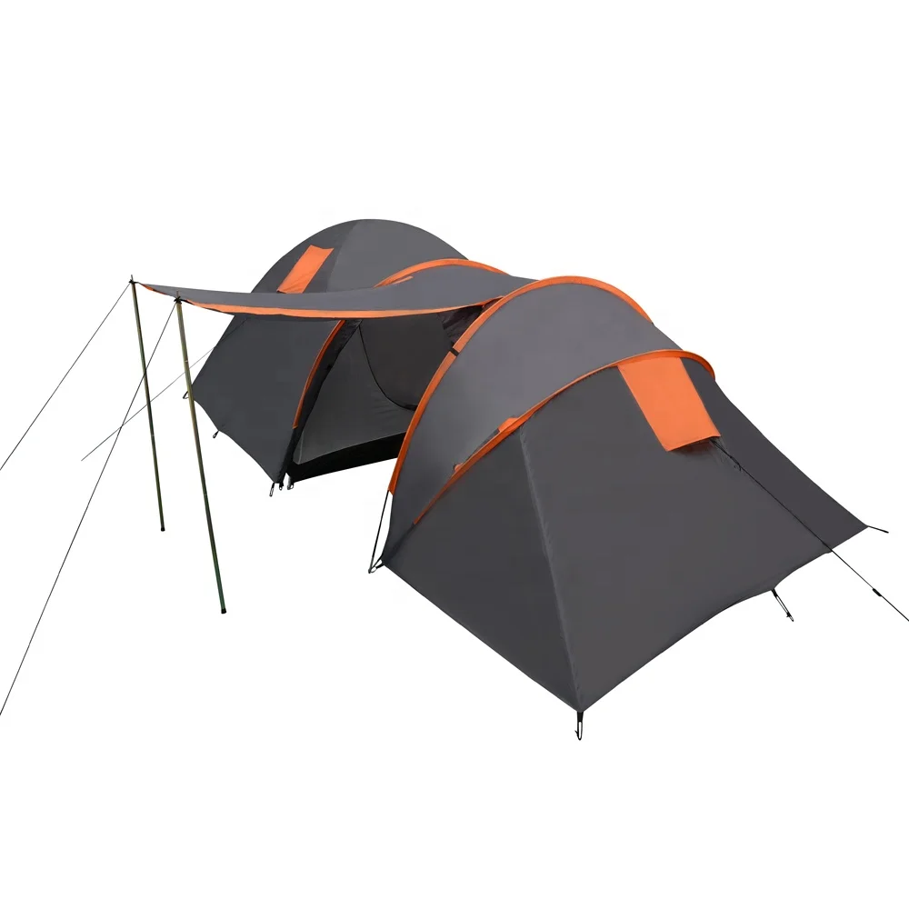 China supply 190t polyester pu coating waterproof 4 person tent party tent Double sheets two-bedroom apartment Family Tent