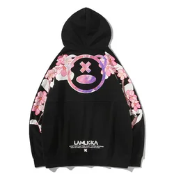 wholesale 2021 spring design peach blossom print loose casual fashion cotton pullover oversized hoodie unisex