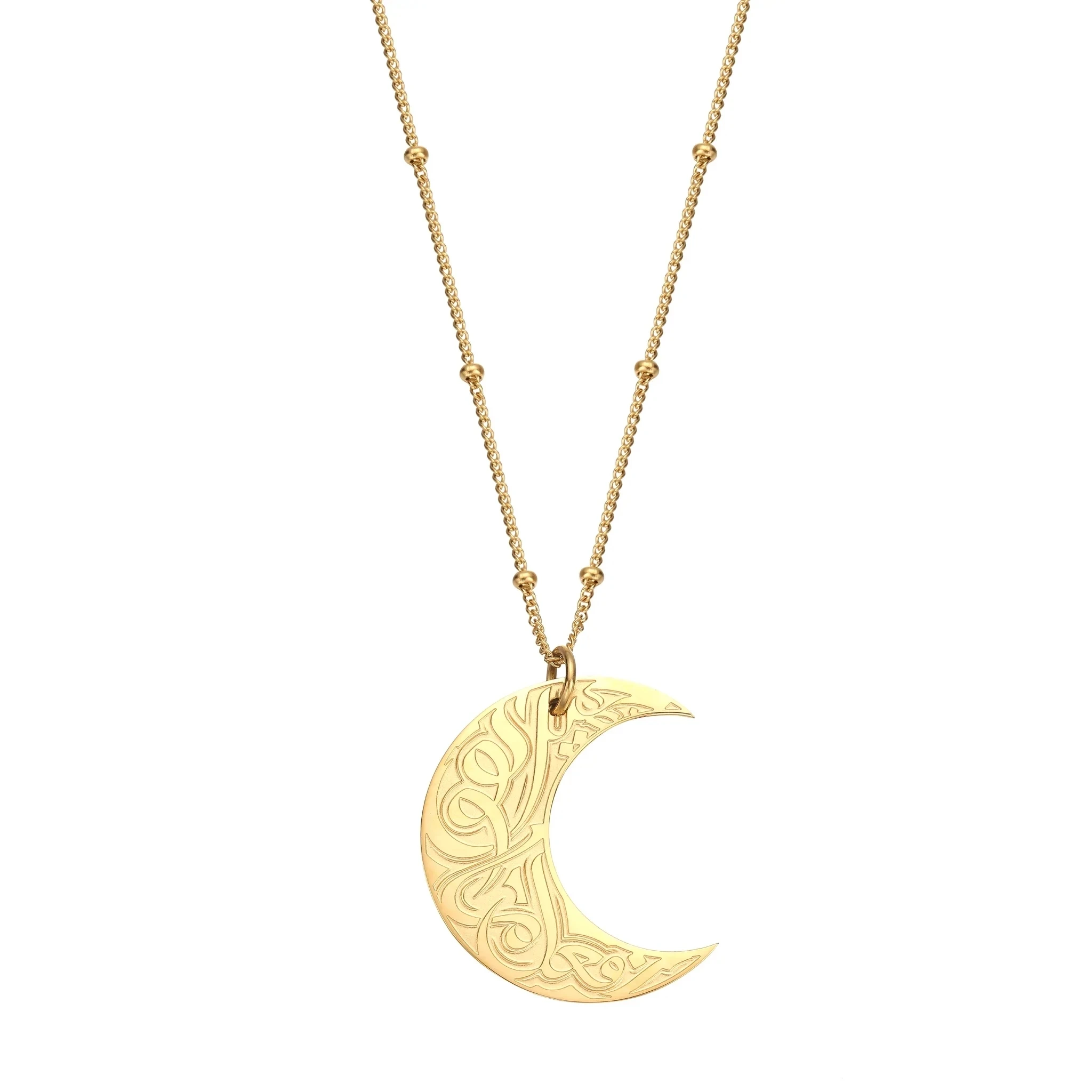 wholesale Islamic religious totem Koran Allah necklace custom carved Arabic font text pendant necklace for men and women