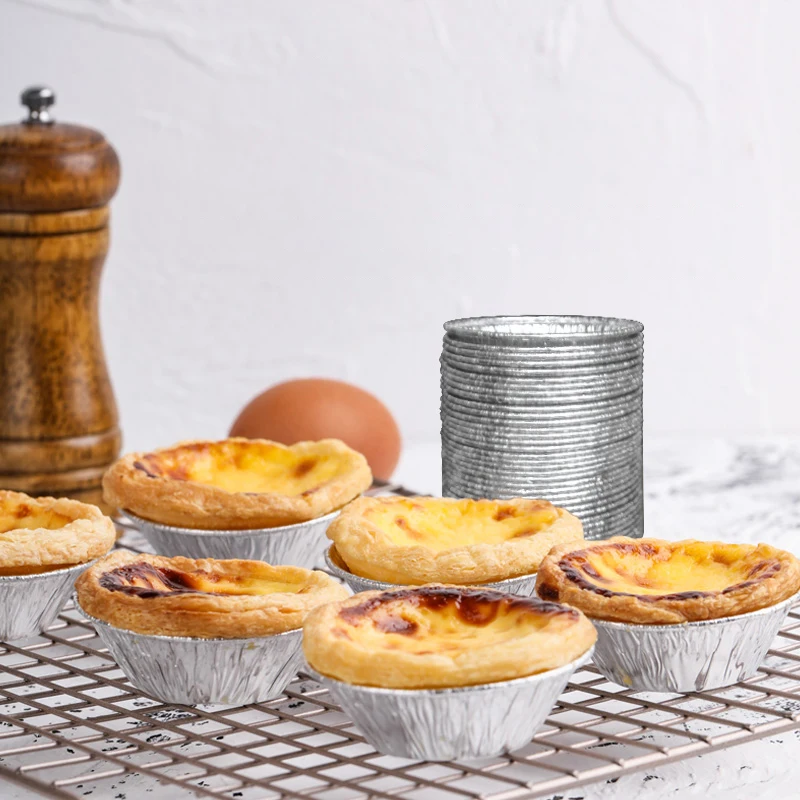 Disposable small Round Aluminum Foil Food Containers Trays Egg Tart Baking Cup