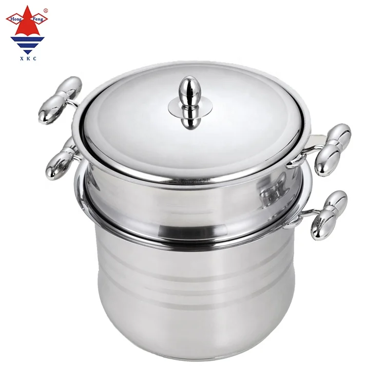 Large Capacity Stainless Steel Cookware Set Bakelite Handle Modern Induction Compatible Food Warmer Steamer Couscous Pot New