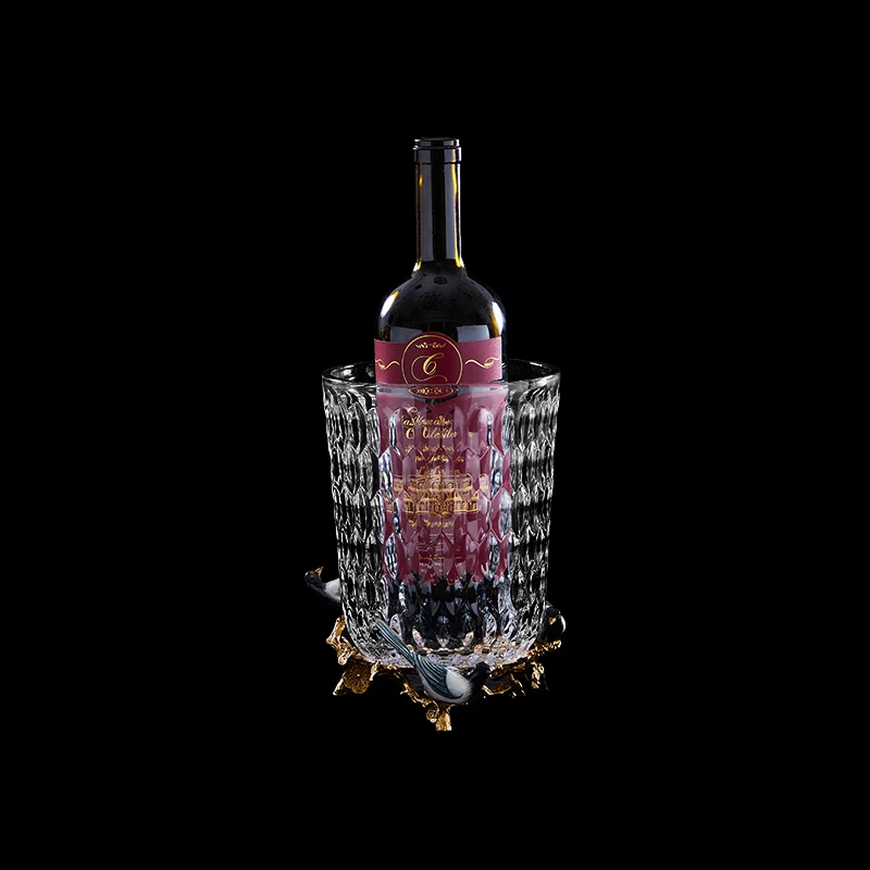 Morden Luxury Tableware Wine Chiller Beer Freezer Copper Crystal Ice Buckets, Beverage Tubes for Parties