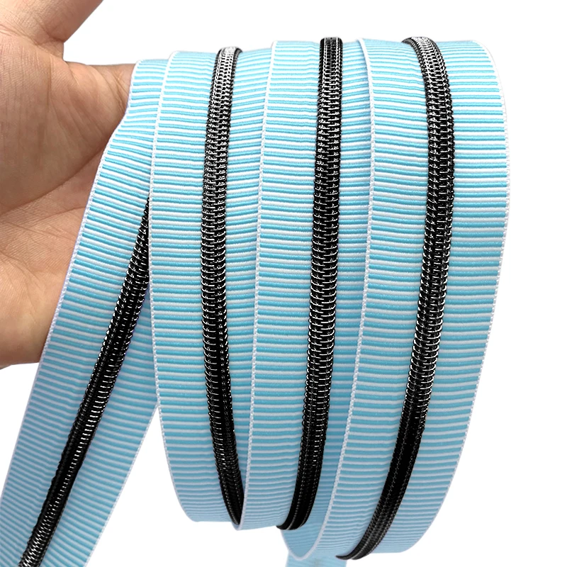 Wholesale stripes zipper tape custom 5# fashionable #3 nylon zipper coil for handbag