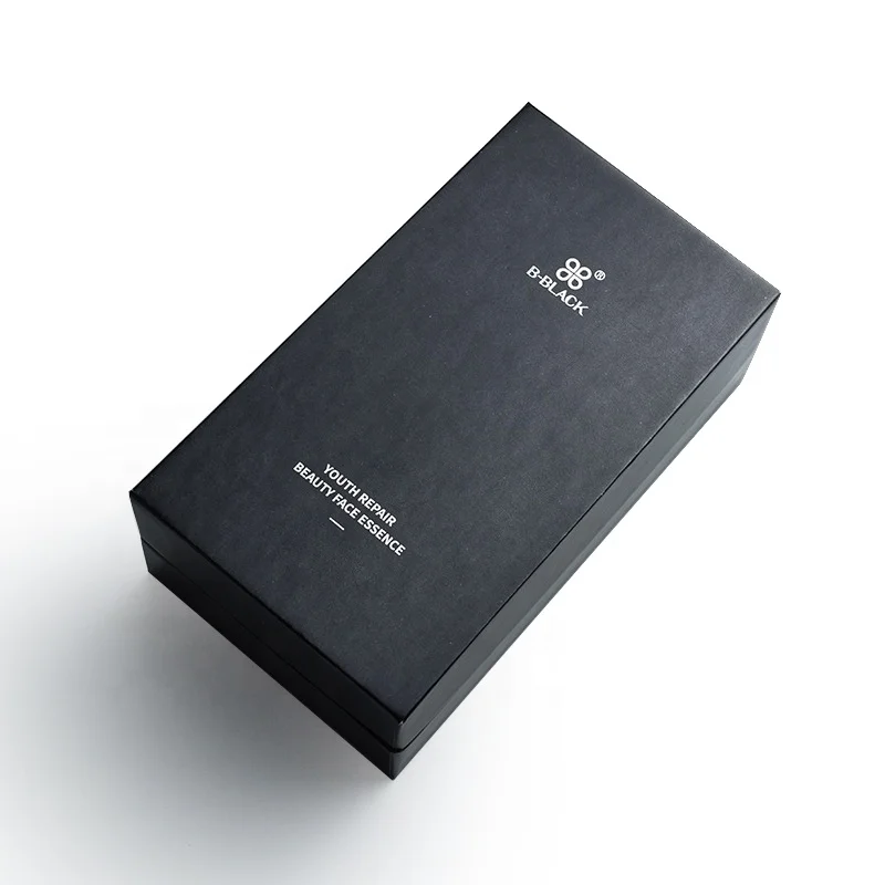 Luxury black soft touch paper cardboard gift box custom skin care box perfume box packaging