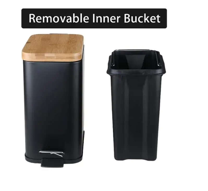 Rectangular Trash Can with Lid Soft Close 5 Liter 1.3 Gallon Slim Foot Pedal Garbage Container Bin with Removable Plastic