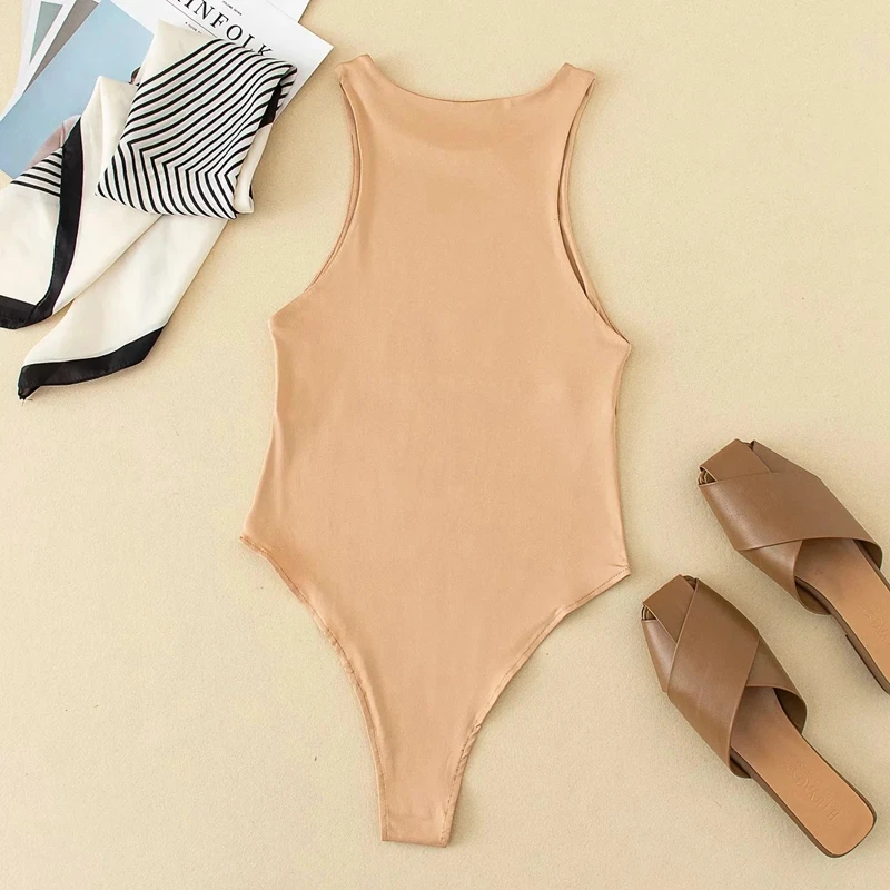 2022 Women Summer Custom Solid Color Romper Sleeveless Casual Slim Jumpsuit Sexy Tank Bodysuit