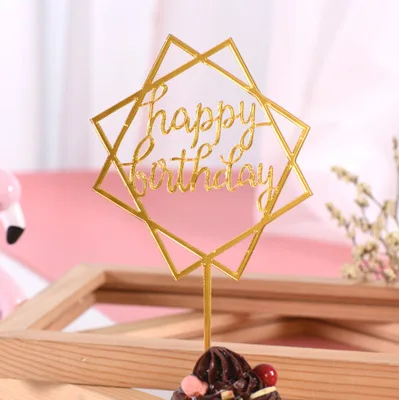 
Gold black pink acrylic Cake accessories cake decorating Happy Birthday acrylic cake toppers 