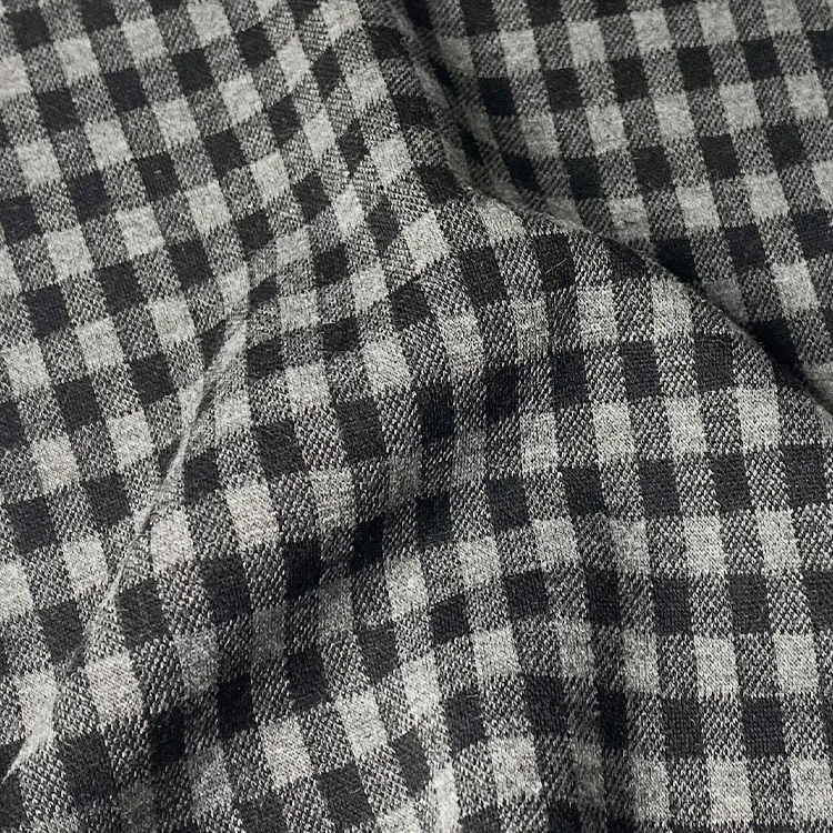 Veste en polyester rayonne et spandex, materiel tricote avec motif vichy, 341 gsm pour manteau habille et pantalons