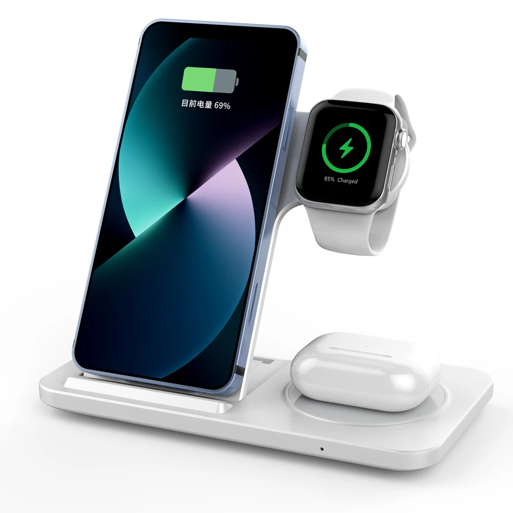 Factory wholesale 15W Fast Wireless Charging Stand Holder Y010 3 in 1 Wireless Charger dock for iphone airpods iwatch