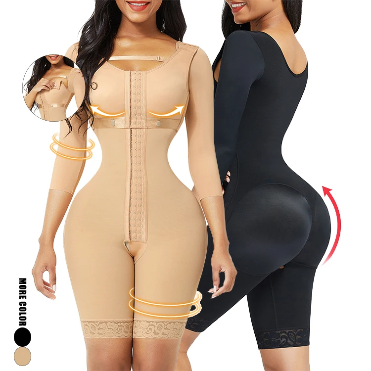 WAISTDEAR Dropshipping Shapewear Full High Compression Body Shaper Sleeves Hip Enhancer Shapewear Bodysuit