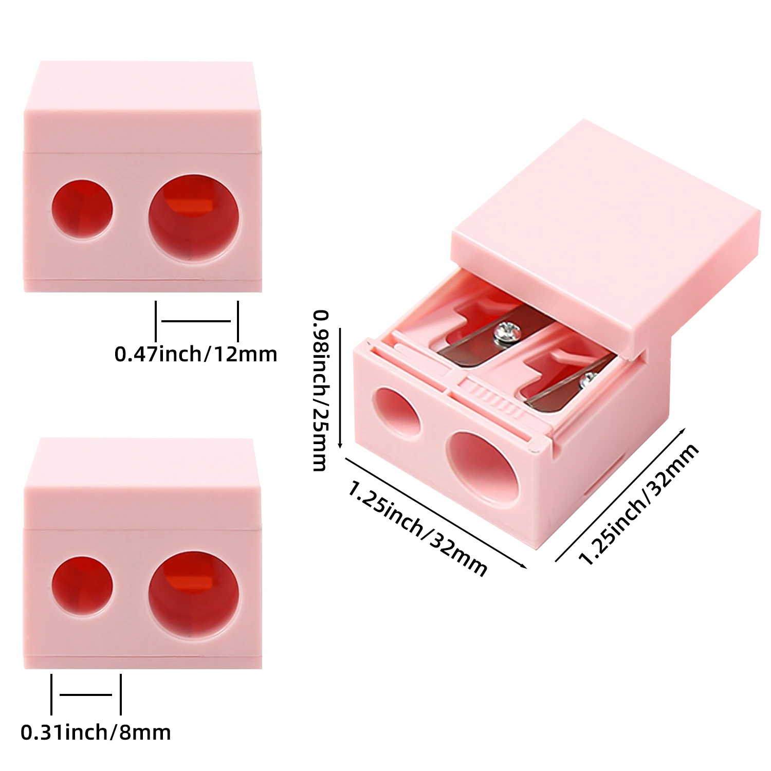 Makeup Plastic Manual pencil Sharpener cute Small mini Eyebrow lip liner cosmetic Double Hole Pencil Sharpener