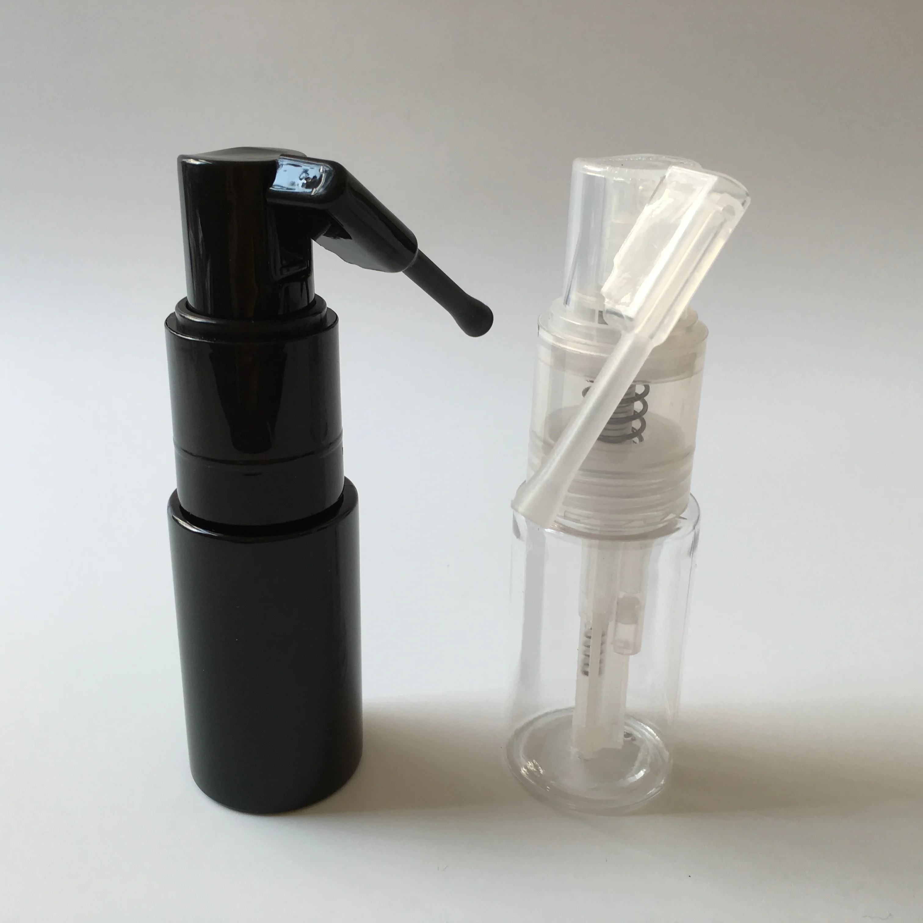 35ml Plastic PET round Empty Glitter Spray Powder Bottle with Pump Sealer for Food Hair Medicine Screen Printing Logo Option