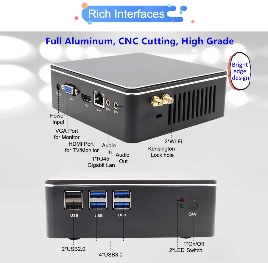 Самый дешевый мини-ПК win 10 Ноутбук Core i3 6167u i5 7200U компьютеры HD + VGA ПК портативный