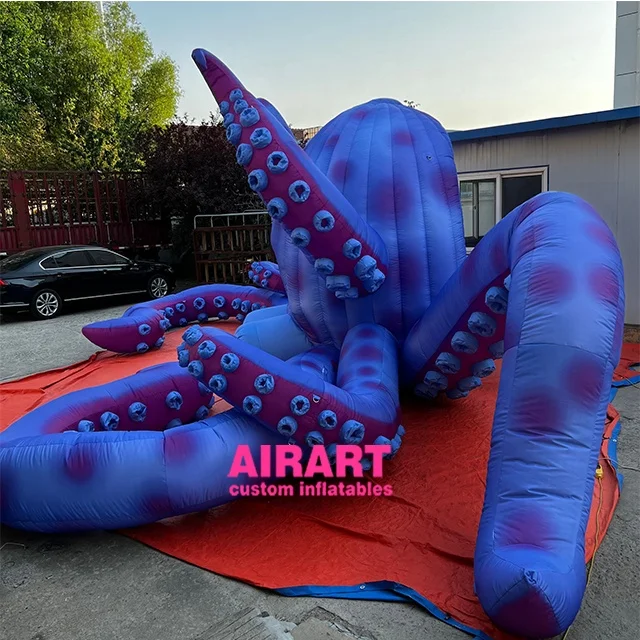 Giant size blue color music festival DJ stage decoration inflatable octopus balloon