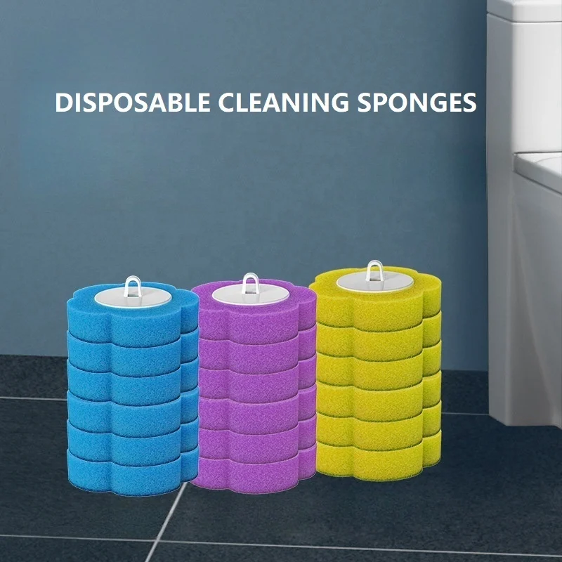 Toilet Brush with Disposable Self Cleaning Sponges Cleaning Agent Home Cleaning System Toilet Brush Holder