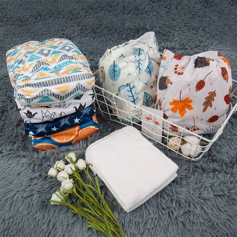 Cloth Diapers Reusable for Boys and Girls, Baby Diaper Cloth with Bamboo Inserts Wet Bag