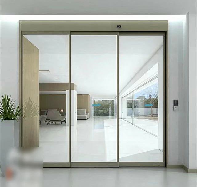 High quality glass automatic telescopic sliding door system for 3 doors