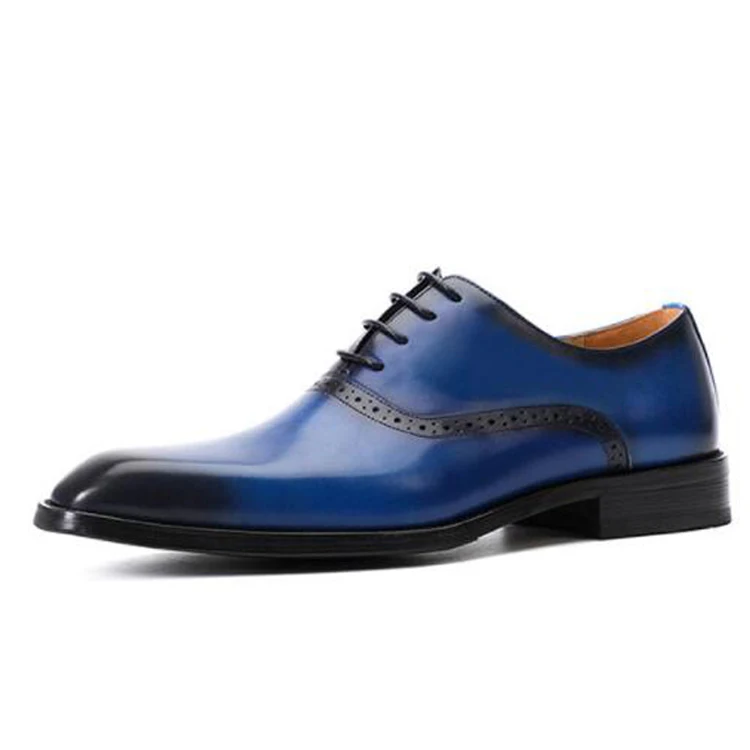 Luxury Brand men Leather  Dress Shoes  ,2019 Formal Shoes blue color Men Fashion  new  Design Wedding Shoes For Men