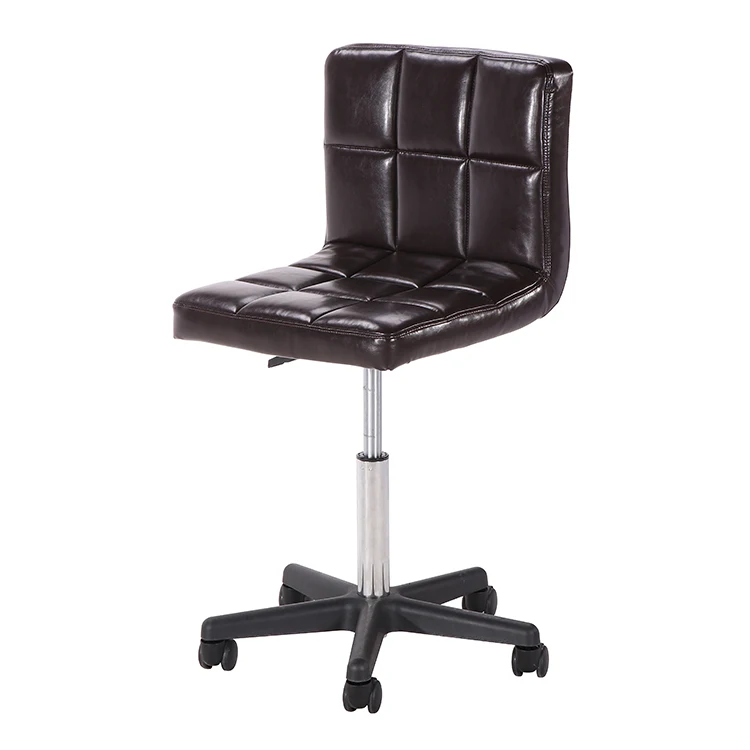 Hi5 Chocolate PU Leather Low Back Office Chair Swivel Height Adjustable Computer Desk Rolling Stool With Backrest