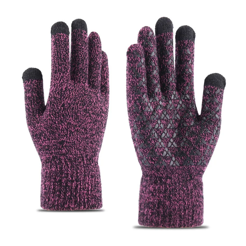 Wool knitted gloves autumn and winter with wool thickening increase wool warm touch screen gloves manufacturers wholesale