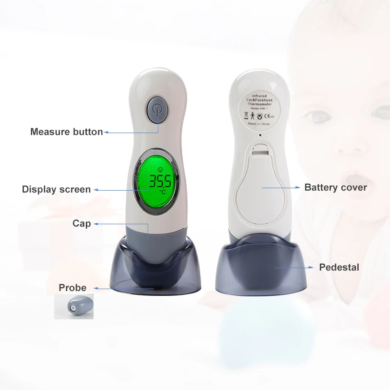 CE approved 4 in 1 medical  infrared ear and forehead baby adult thermometer