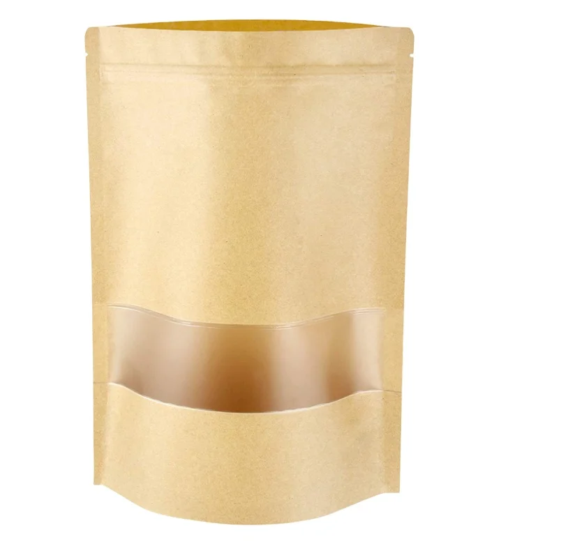 Buy Biodegradable Kraft Paper Mailing Bags Zipper Bag China Coffee Packaging Kraft Paper Bag With Clear Window For Food