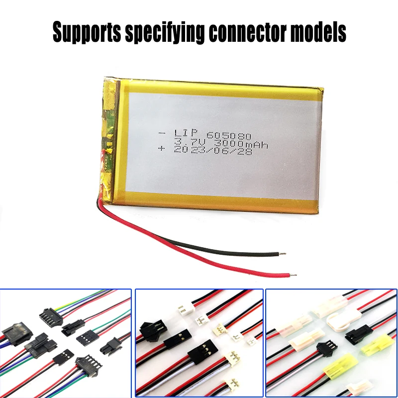 battery 3.7v 3000mah lithium battery 11.1wh 605080 li-po li polymer lipo 3.7V lithium ion batteries for Waist massager