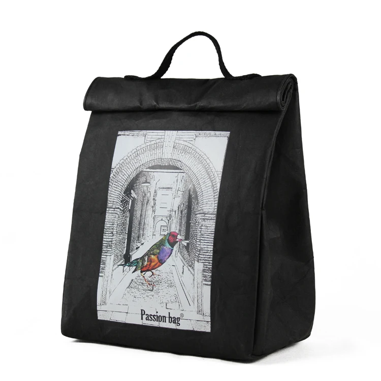 insulated bag cooler washable kraft paper bag cans carrying food storage custom logo  printed picnic lunch bag