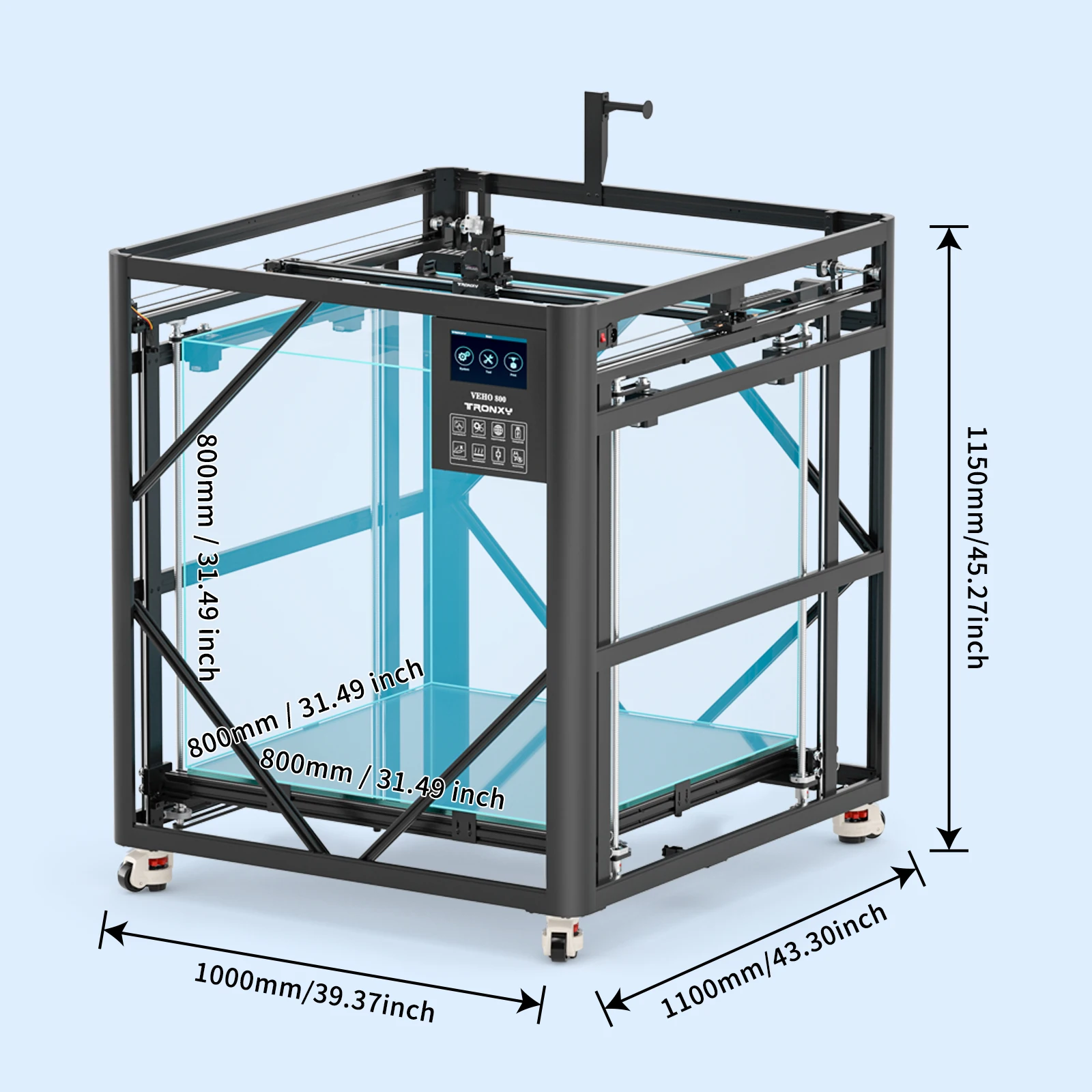 VEHO 800 Top sale auto leveling impresora 3d printing machine Dual extruder metal guide axis for large size 3d printing