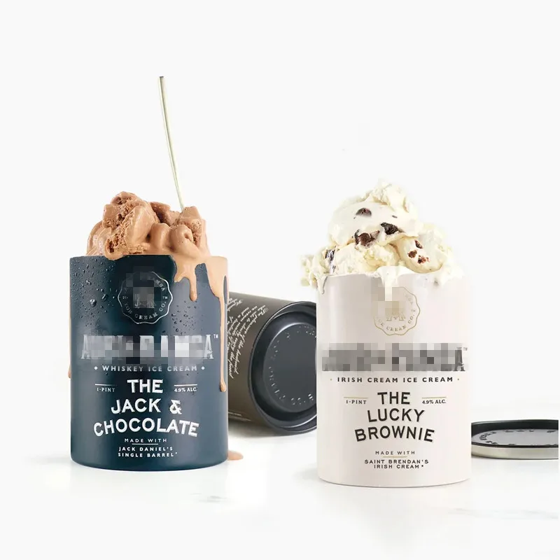Eco Friendly Empty Round Cardboard Powder Container Ice Cream Food Paper Tube Tea Packaging With Seal Metal Lid