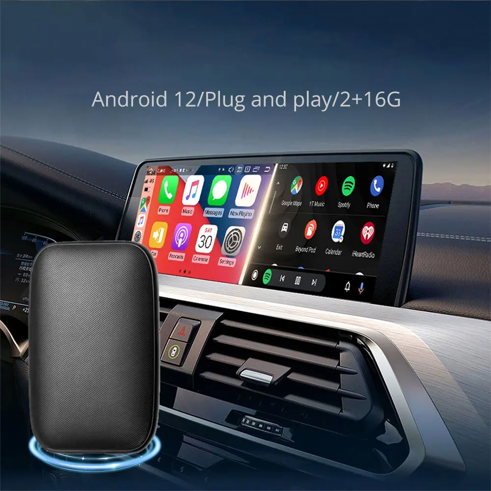 wireless carplay ai box android 12 allwinner H618 chipset 2+16gb caprlay box youtube netfli-x google map car play magic box