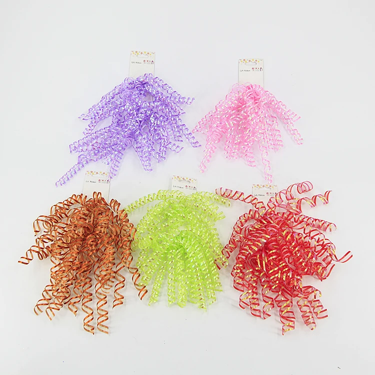 Curly Gift Bows on Card Fabric Grosgrain Ribbon Curly Bow for Christmas Birthday Party Decoration