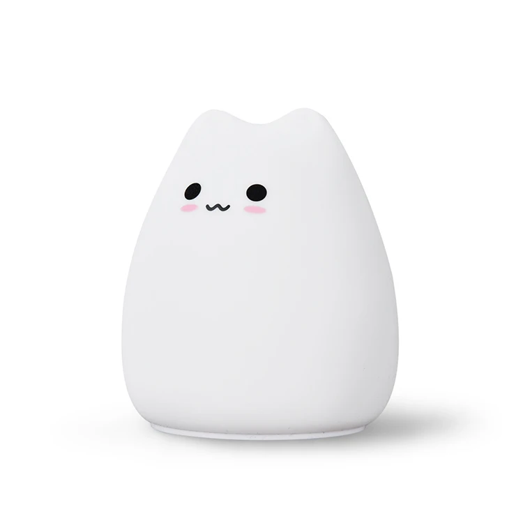Lovely 7 color changing usb soft silicone cat night light baby kid child room sleep desk table lamp